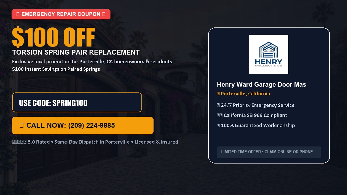 $100 OFF Heavy-Duty Torsion Spring Pair Replacement in Porterville, CA